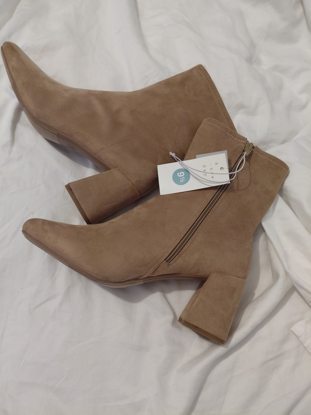 a new day Taupe Suede Block Heel Ankle Boots
